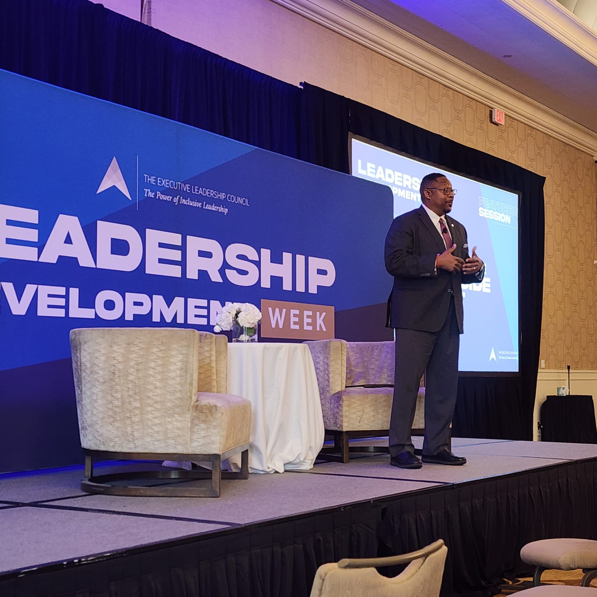 Galen Bingham delivering a featured leadership development session on stage