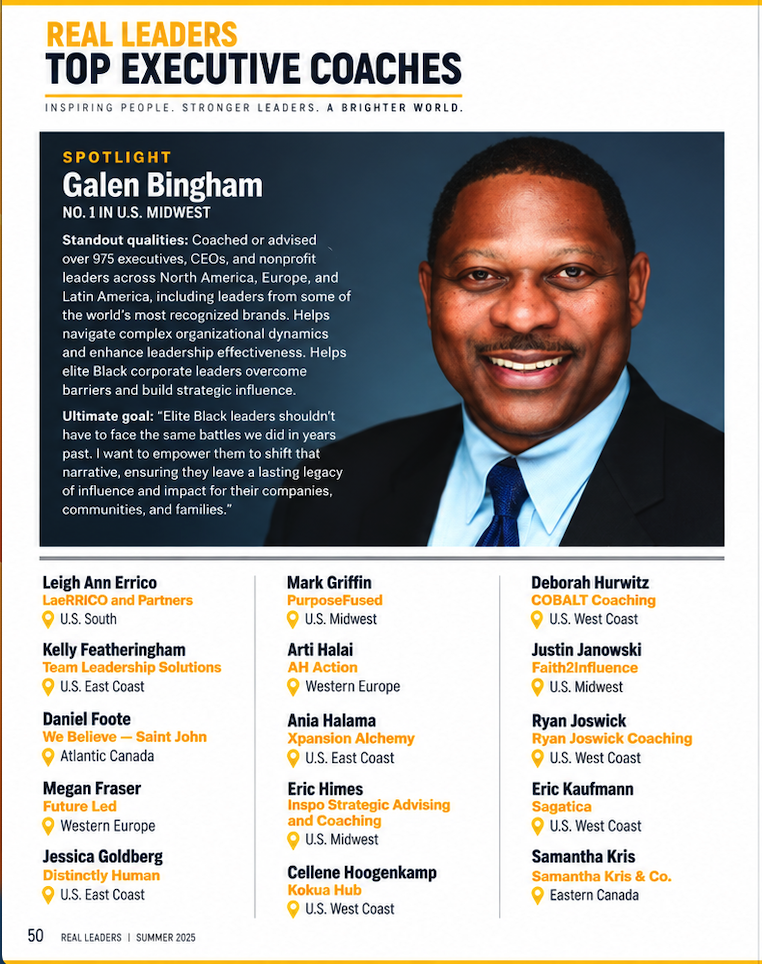 Real Leaders Top Executive Coaches spotlight featuring Galen Bingham